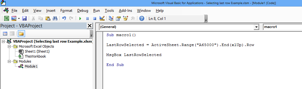 VBA LastRowSelected macro